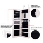 Reguliuojamo aukščio papuošalų spintelė su veidrodžiu (Balta)