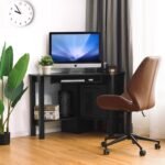 Kampinis kompiuterio stalas su didele darbo plokštuma 120 x 60 x 77 cm (Juoda)