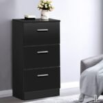 Spintelė prie lovos su 3 stalčiais 38x67x35 cm (Juoda)