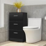 Spintelė prie lovos su 3 stalčiais 38x67x35 cm (Juoda)