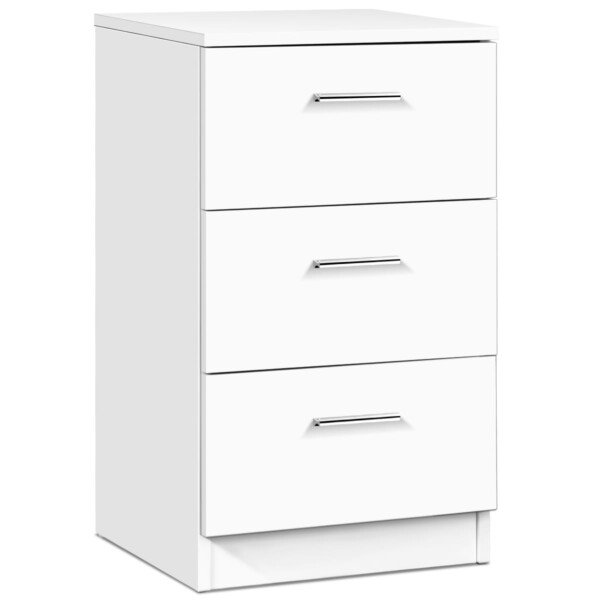 Naktinis staliukas su trimis stalčiais (Balta)