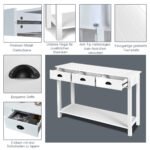 Konsolė su trimis stalčiais ir stelažu (Balta)