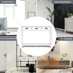 Konsolė su trimis stalčiais ir stelažu (Balta)