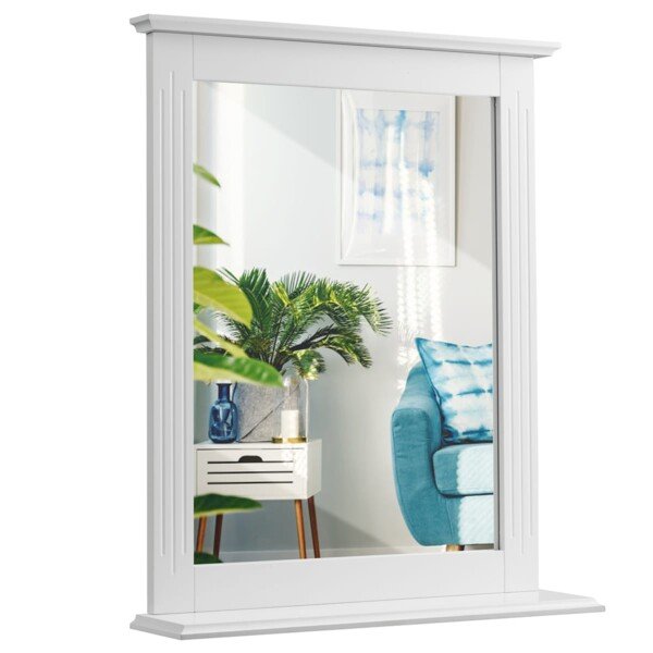 Stačiakampis vonios veidrodis su lentynėle (Balta)