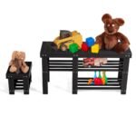 Bambukinė batų spintelė su sėdyne (Juoda)