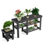 Bambukinė batų spintelė su sėdyne (Juoda)