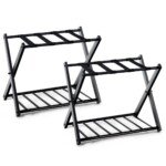 Sulankstomas dviejų lentynų bagažo stovas (Juoda)