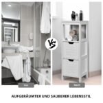 Daugi*funkcinė* vonios spintelė su 2 stalčiais (Balta)