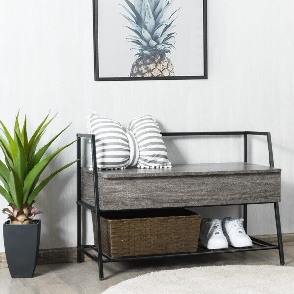 Sandalų suoliukas su dviem laikymo skyriais (Pilka)