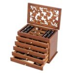 Papuošalų dėžutė su 6 skyreliais ir 5 stalčiais (Ruda)