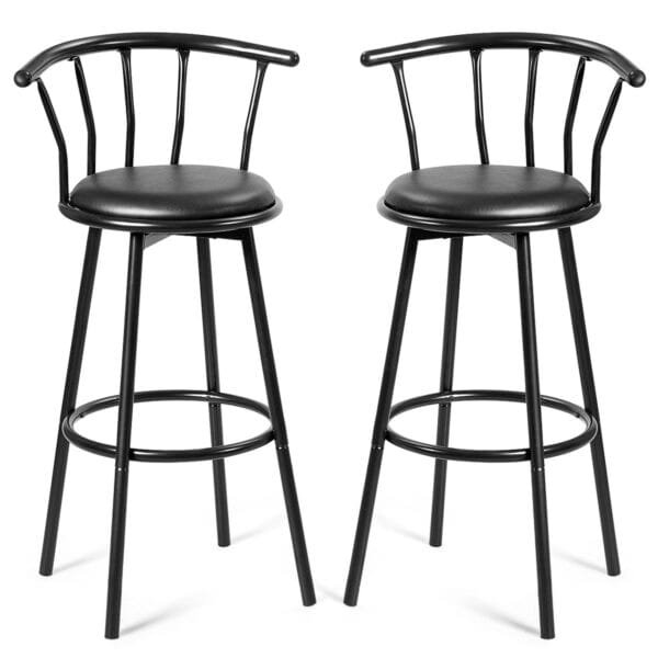 Aukštos baro kėdės 2 vnt 360° pasukamos (Juoda)