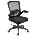 Ergonomiška biuro kėdė su masažo funkcija ir aukščio reguliavimu (Juoda)