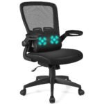 Ergonomiška biuro kėdė su masažo funkcija ir aukščio reguliavimu (Juoda)