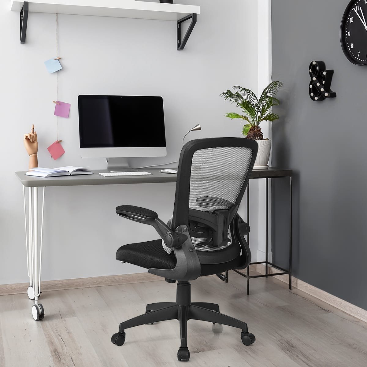 hw63518gr_-13 Ergonomiška biuro kėdė su juosmens atramos ir masažo funkcija (Pilka)
