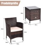 3 dalių lauko baldų komplektas su staliuku ir kėdėmis (Ruda)