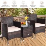 3 dalių lauko baldų komplektas su staliuku ir kėdėmis (Ruda)