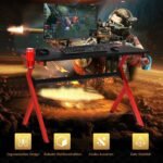 Ergonominis žaidimų stalas su puodelio laikikliu ir ausinių pakaba (Raudona ir juoda)