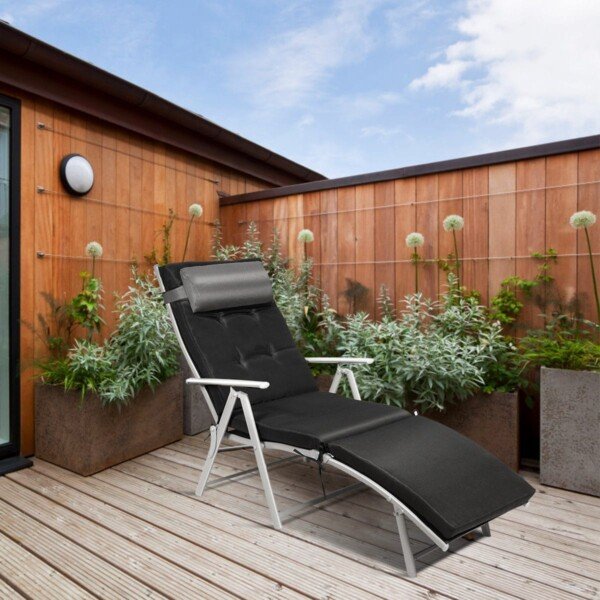 Reguliuojama lauko kėdė su pagalve (Pilka)