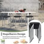Stalų ir kėdžių komplektas: 6 metalinės taburetės apvaliu sėdynės dizainu 44 5 cm aukštis (Juoda ir sidabrinė)