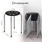Stalų ir kėdžių komplektas: 6 metalinės taburetės apvaliu sėdynės dizainu 44 5 cm aukštis (Juoda ir sidabrinė)