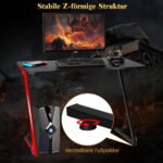 Žaidimų stalas su LED apšvietimu (Juoda)