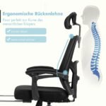 Ergonomiška biuro kėdė su nugaros atrama (Juoda)