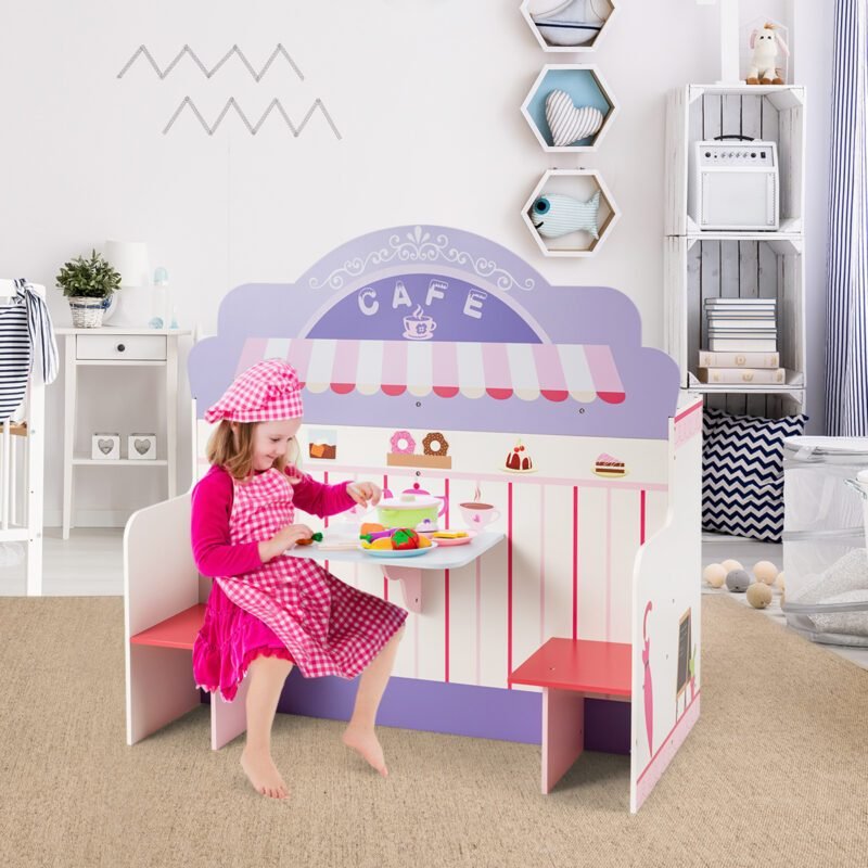 Dvipusė vaikų virtuvėlė su restoranu (Rožinė)