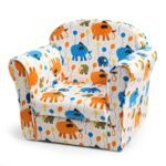 Vaikiška sofa su mediniu rėmu ir drambliukų ornumentu (Spalvota)