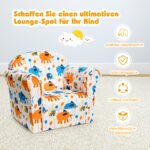 Vaikiška sofa su mediniu rėmu ir drambliukų ornumentu (Spalvota)
