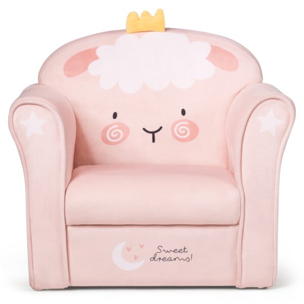 Vaikiška sofa su ėriuko raštu (Rožinė)