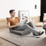 Reguliuojamo atlošo sulankstomas grindų krėslas (Pilka)