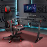 Žaidimų stalas su RGB apšvietimu ir puodelio laikikliu (Juoda)