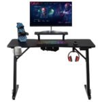 Žaidimų stalas su RGB apšvietimu ir puodelio laikikliu (Juoda)