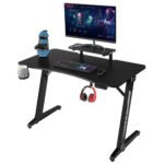 Žaidimų stalas su RGB apšvietimu ir puodelio laikikliu (Juoda)