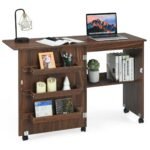 Sulankstomas siuvimo stalas su ratukais (Ruda)