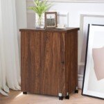 Sulankstomas siuvimo stalas su ratukais (Ruda)