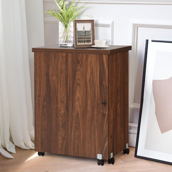 Sulankstomas siuvimo stalas su ratukais (Ruda)