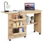 Sulankstomas stalelis siuvimo reikmenims ir darbui (Šviesus riešutas)