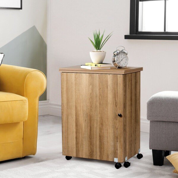 Sulankstomas siuvimo stalas su lentyna (Natūrali)