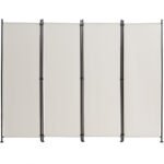 4 sekcijų pertvara su reguliuojamais padukais 220 x 170 cm (Smėlio)