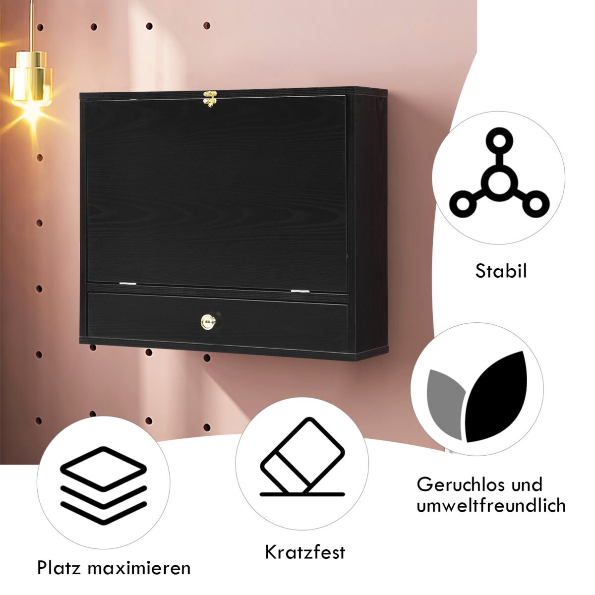 Sieninis sulankstomas stalas su laikymo spintele (Juoda)