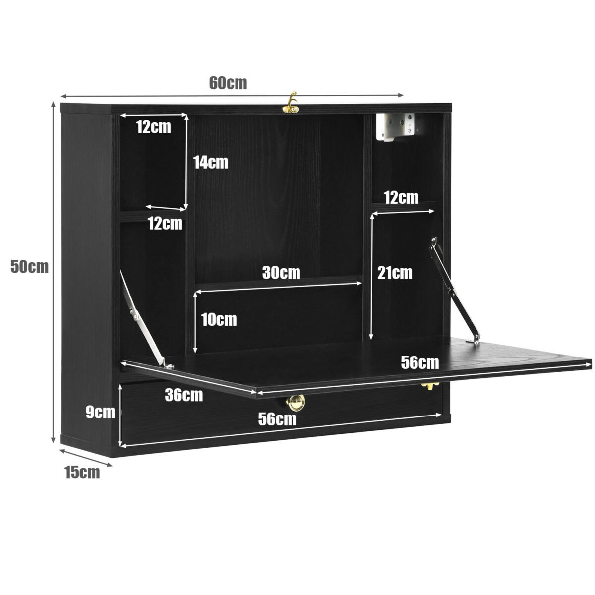 Sieninis sulankstomas stalas su laikymo spintele (Juoda)