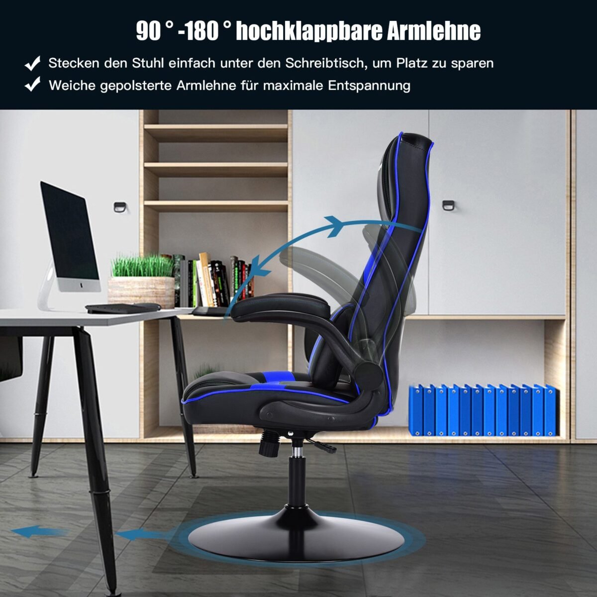 Ergonomiška žaidimų ir biuro kėdė su reguliuojamu aukščiu (Mėlyna)