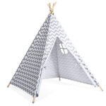 Nešiojama vaikiška žaidimų palapinė su pagalve (Pilka ir balta)