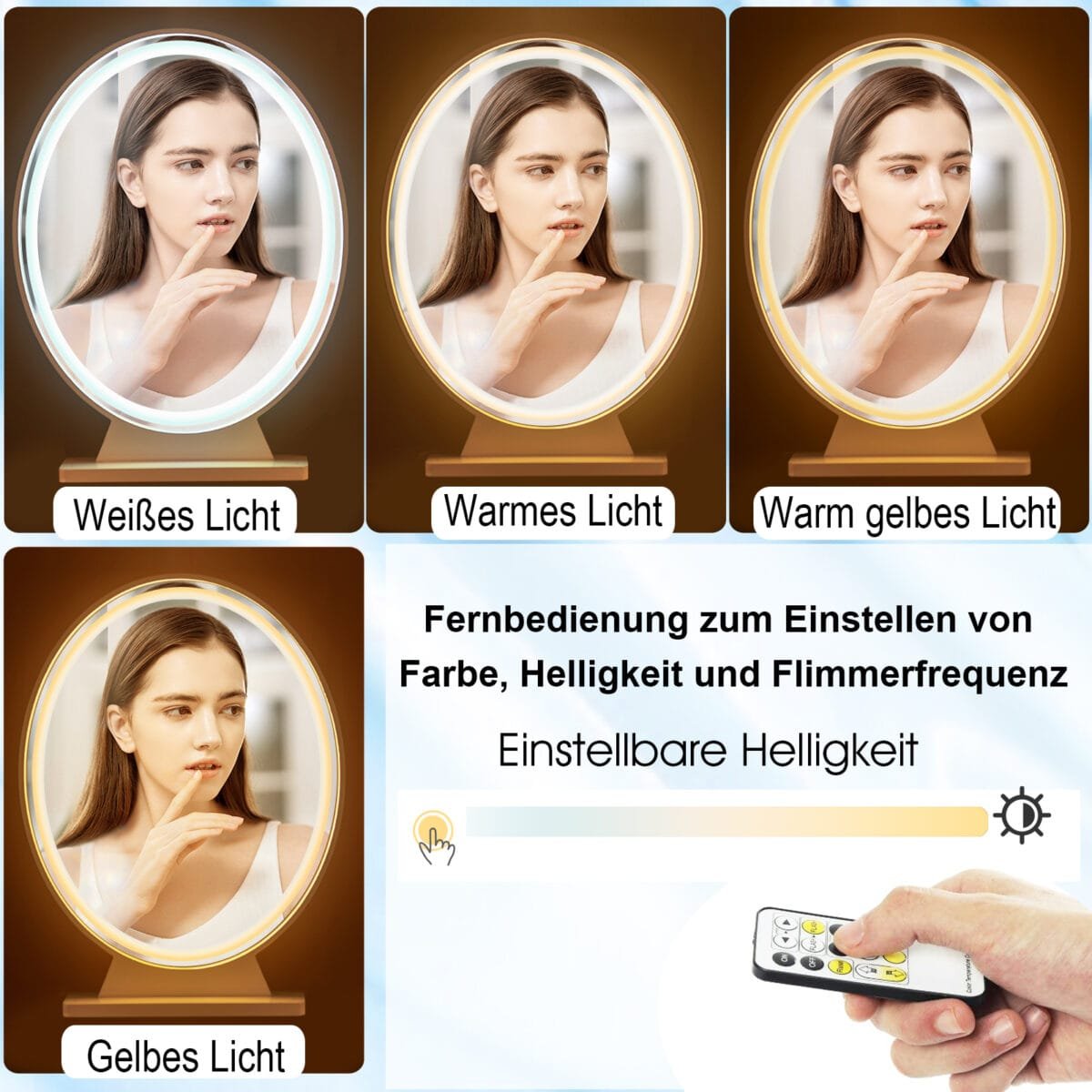 LED kosmetinis veidrodis su keturiais apšvietimo režimais (Skaidri)