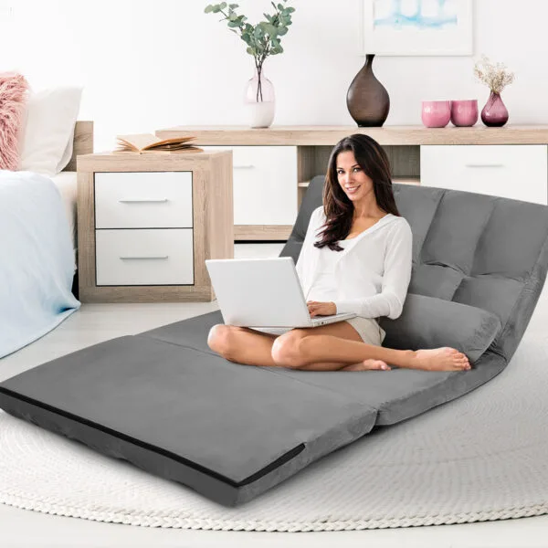 Reguliuojama sulankstoma sofa-lova su dviem pagalvėlėmis (Pilka)