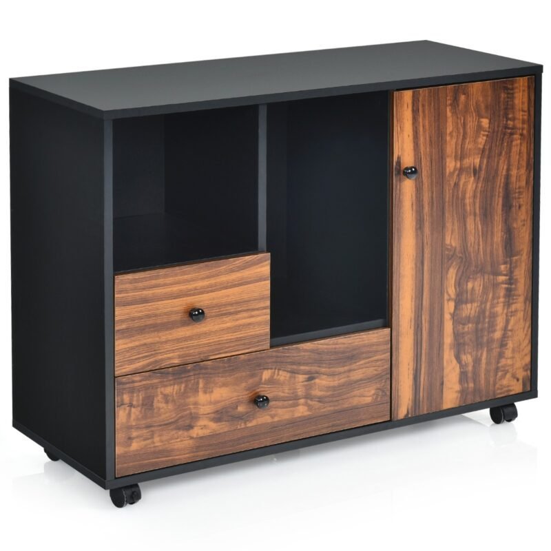 Industrinio stiliaus sukamoji laikymo spintelė su ratukais 90 x 35 x 69 5 cm (Ruda)