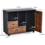 Industrinio stiliaus sukamoji laikymo spintelė su ratukais 90 x 35 x 69 5 cm (Ruda)