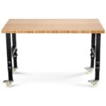 Reguliuojamo aukščio darbo stalas su ratukais (Natūrali)