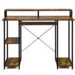 Darbo stalas su monitoriaus stoveliu ir lentynomis (Ruda)